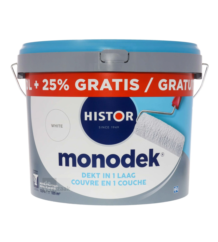 Muurverf binnen - Monodek 10ltr + 2,5ltr GRATIS - Histor